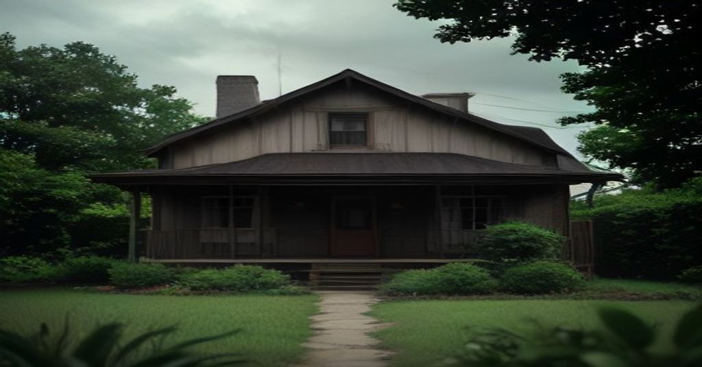 An older lived-in house with a slightly overgrown front yard